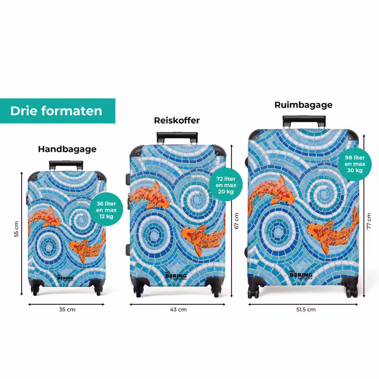 Koffer - Vis - Mozaïek - Water - Decoratief - Blauw — 8