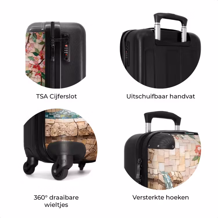 Koffer - Vogel - fontein - mozaiek - kleurrijk - dieren — 7