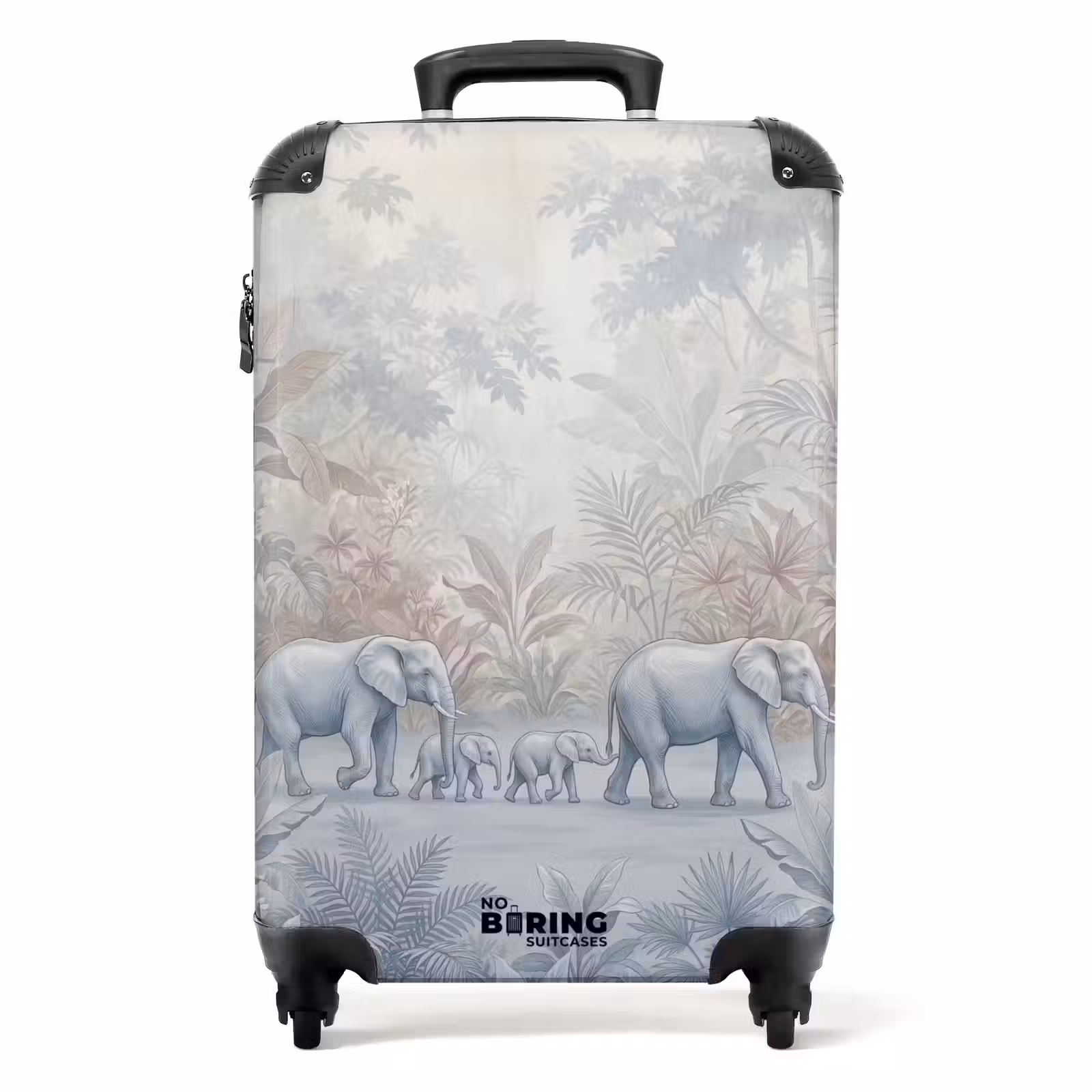 Koffer - Olifant - Familie - Jungle - Illustratie - Grijs — 1