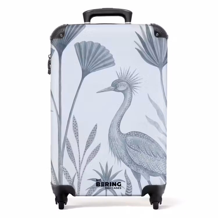 Koffer - Vogel - Tropisch - Illustratie - Blauwgrijs - Natuur — 1