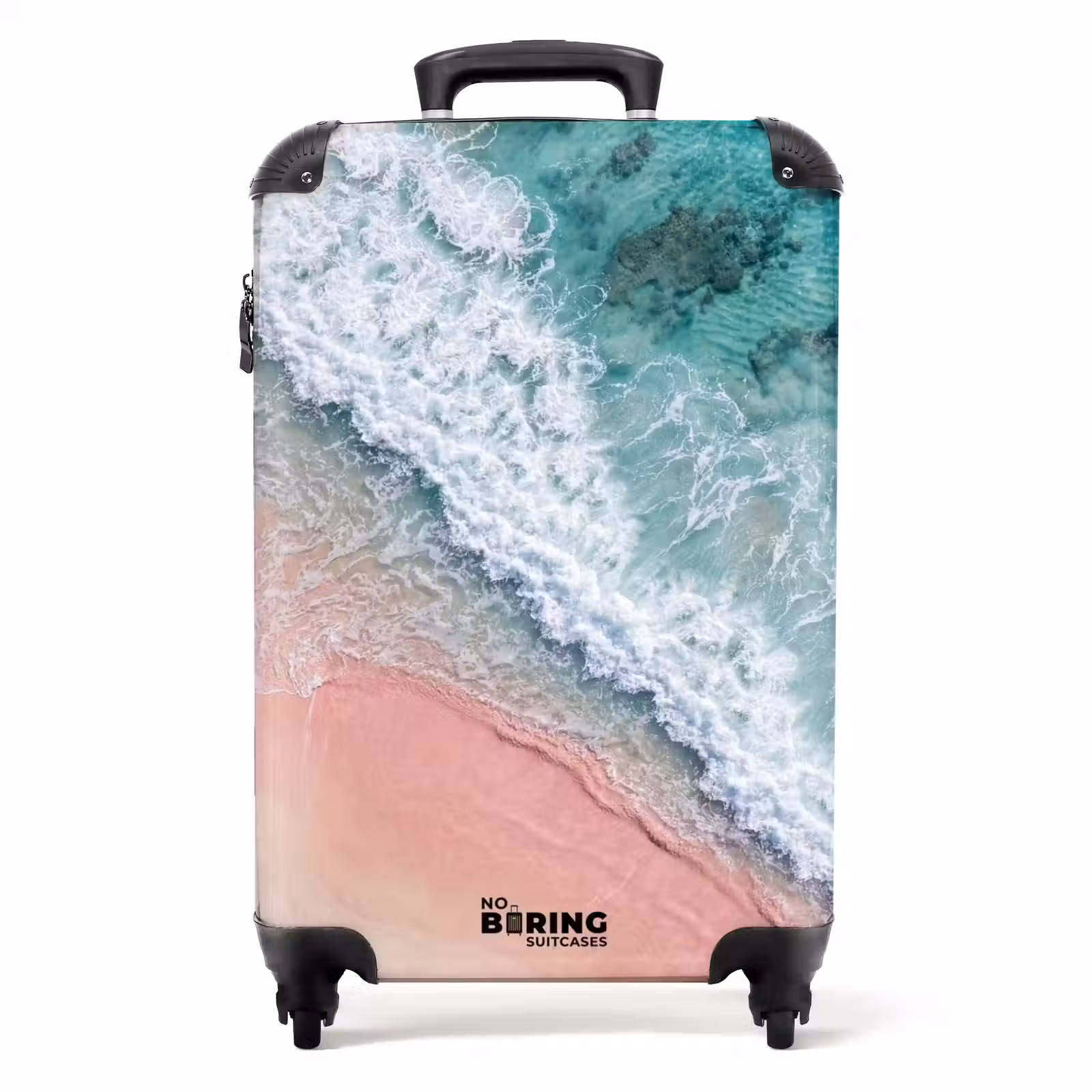 Koffer - Strand - Oceaan - Golven - Roze Zand - Natuur — 1
