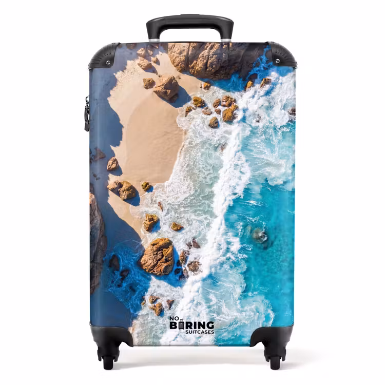 Koffer - Strand - Zee - Rotsen - Natuur - Blauw — 1