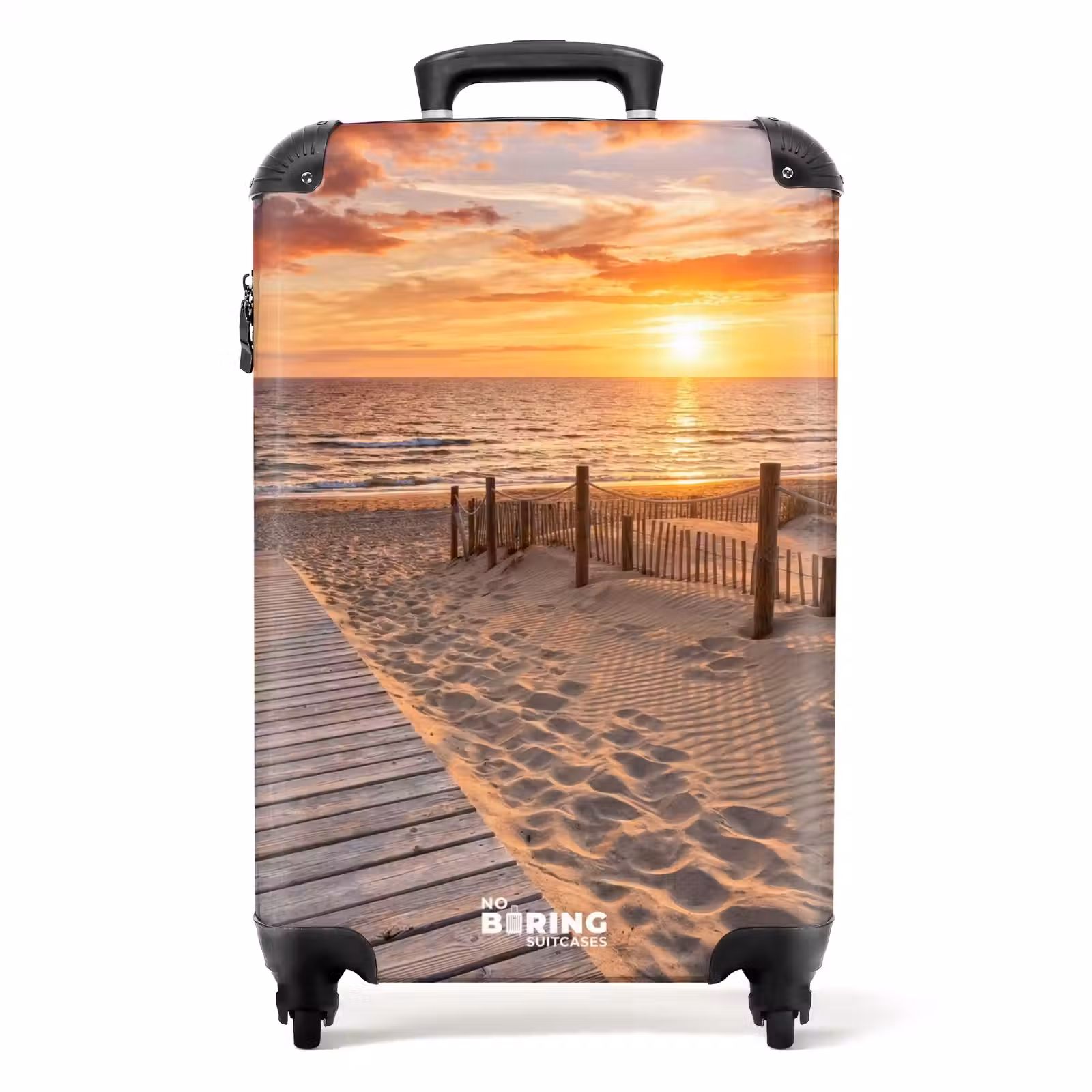Koffer - Strand - Zonsondergang - Zee - Natuur - Oranje — 1