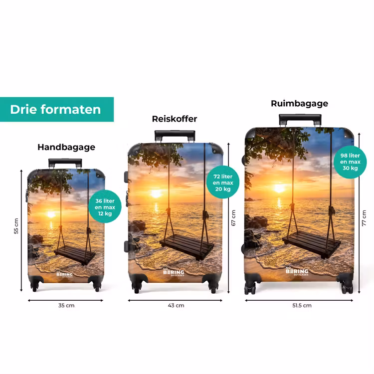 Koffer - Schommel - Strand - Zonsondergang - Natuur - Oranje — 8