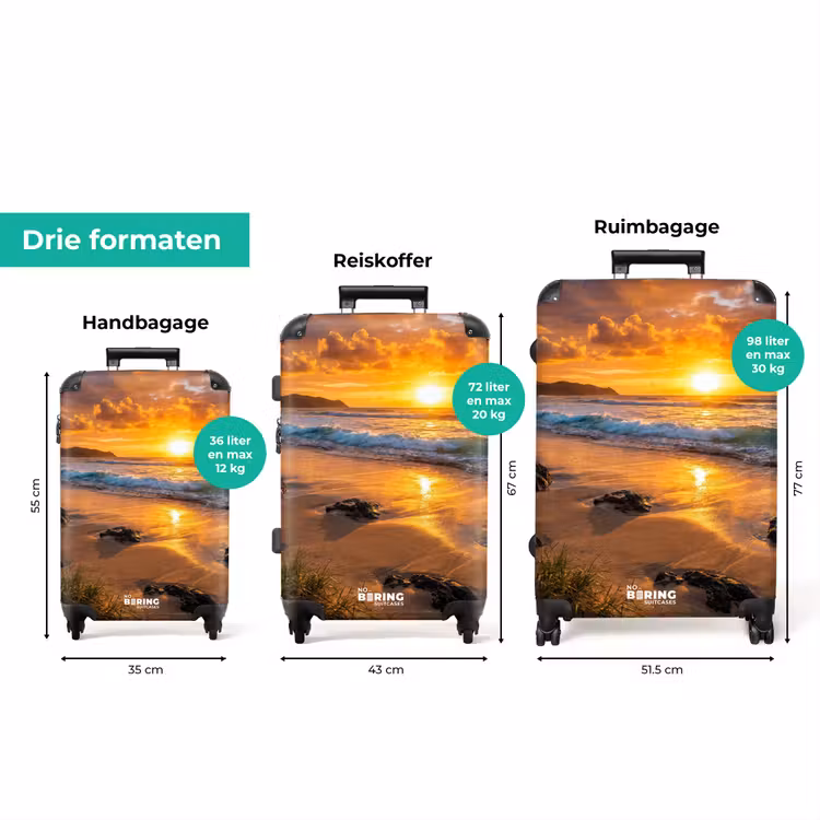 Koffer - Strand - Zonsondergang - Golven - Natuur - Oranje — 8