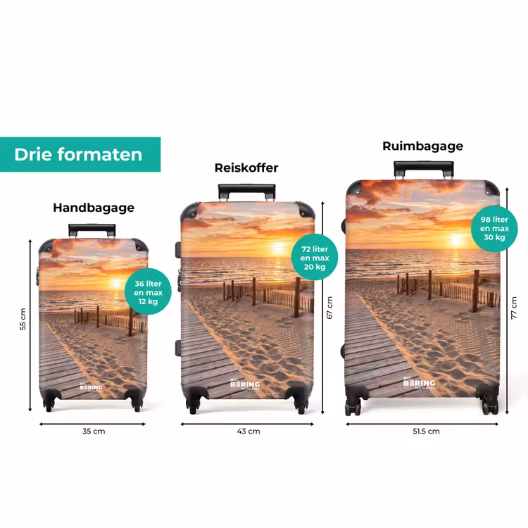Koffer - Strand - Zonsondergang - Zee - Natuur - Oranje — 8