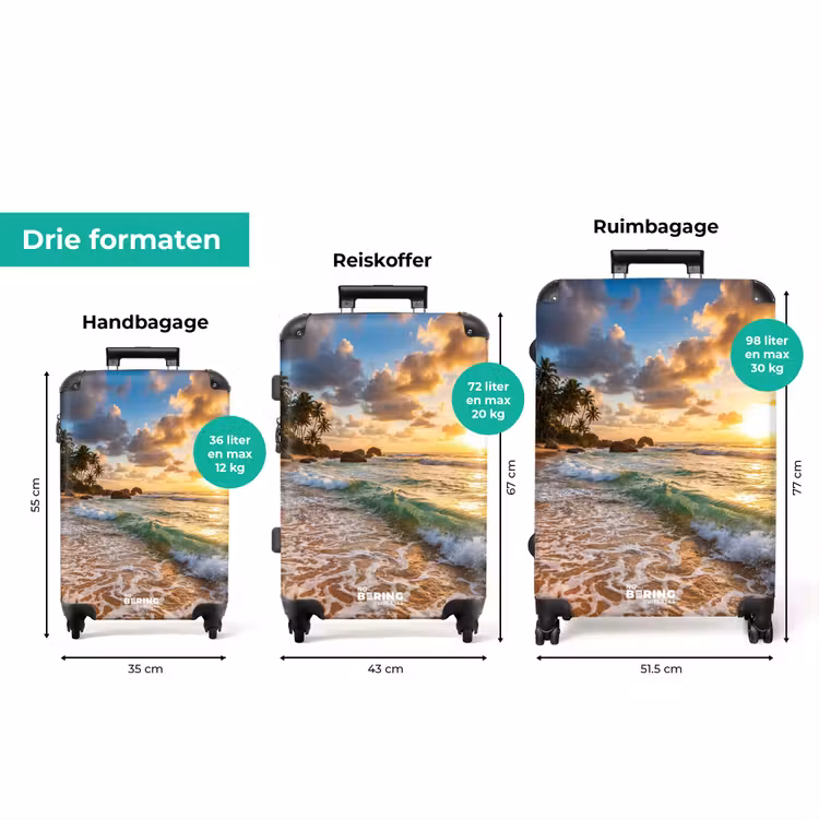 Koffer - Strand - Zonsondergang - Golven - Natuur - Goud — 8