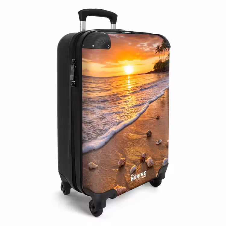 Koffer - Strand - Zonsondergang - Palmbomen - Natuur - Oranje — 2