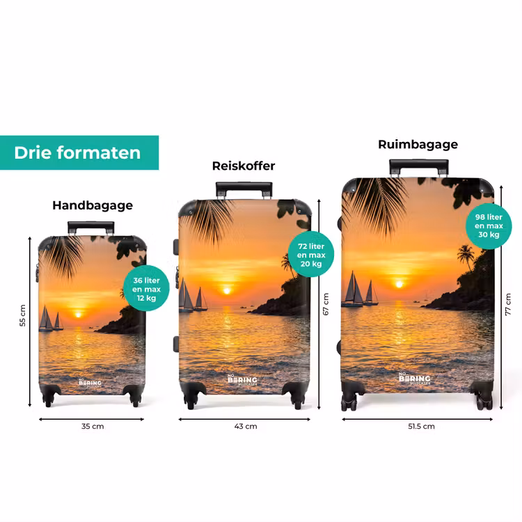Koffer - Zee - Zonsondergang - Boot - Natuur - Oranje — 8