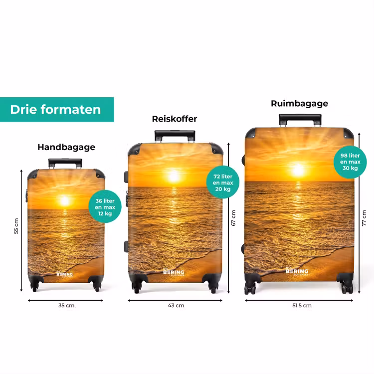 Koffer - Zee - Zonsondergang - Golven - Kust - Oranje — 8