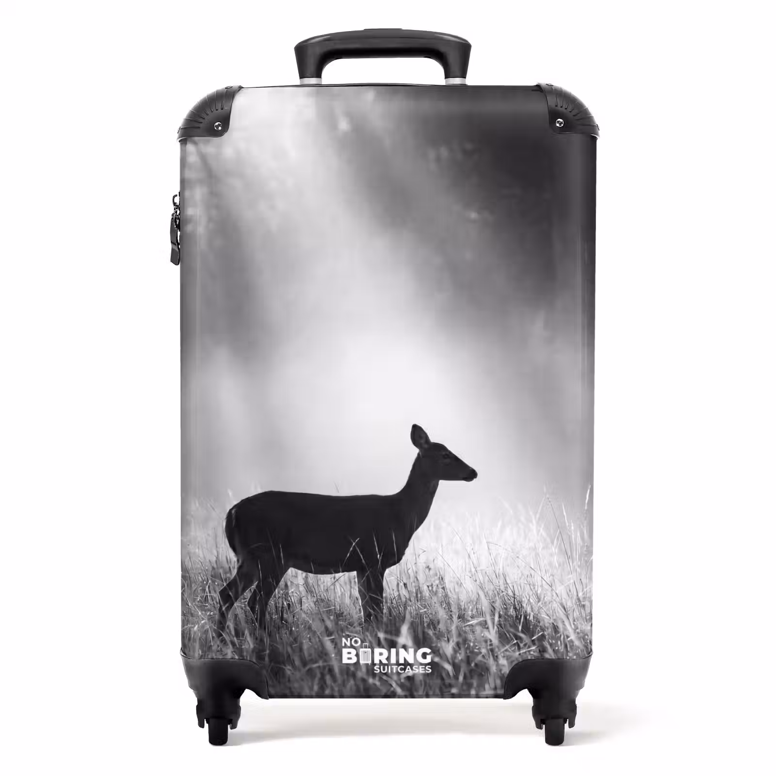 Koffer - Hert - Bos - Zonnestralen - Zwart-wit - Natuur — 1