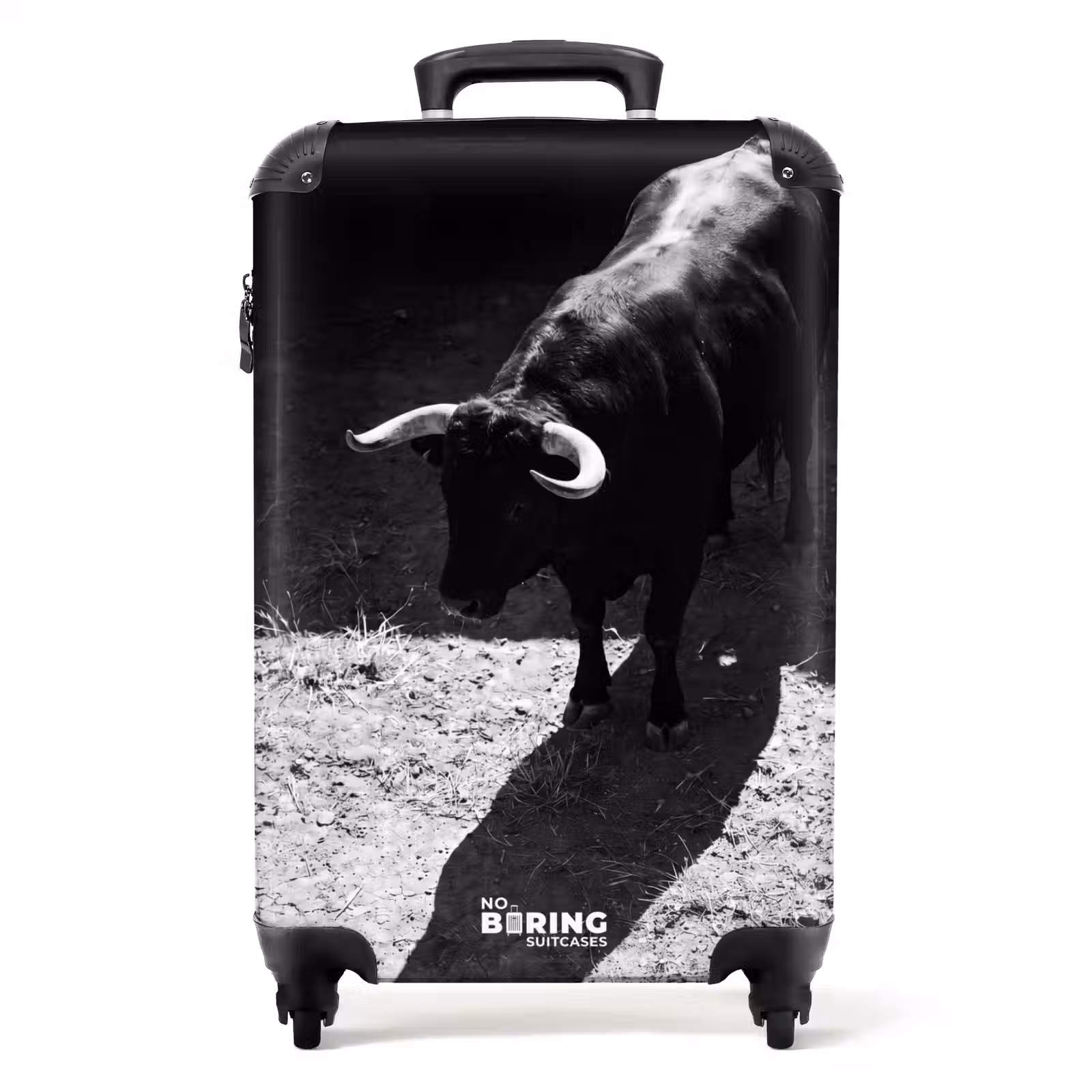 Koffer - Stier - Schaduw - Dieren - Contrast - Zwart-wit — 1