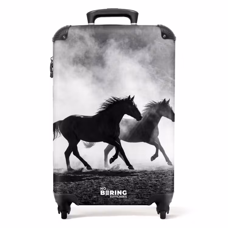 Koffer - Paard - Stof - Zwart-wit - Dieren — 1