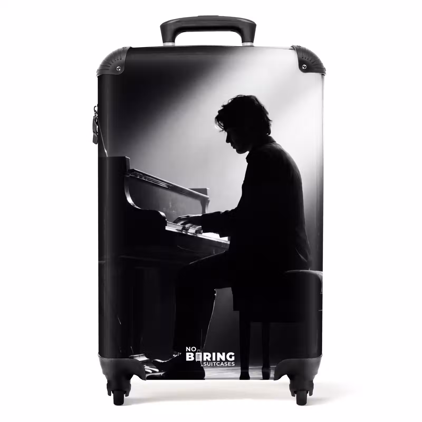 Koffer - Persoon - Piano - Muziek - Zwart-wit - Podium — 1