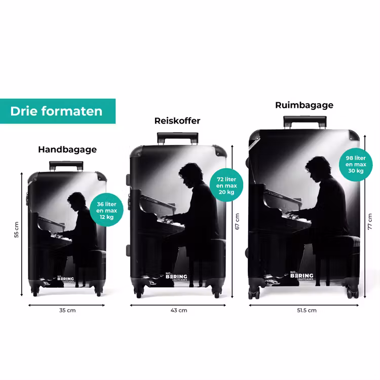 Koffer - Persoon - Piano - Muziek - Zwart-wit - Podium — 8