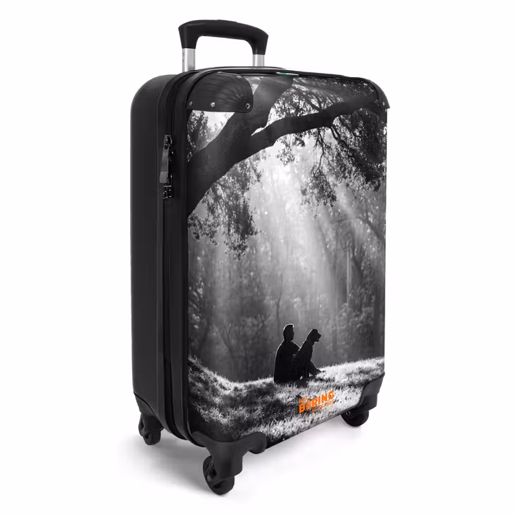 Koffer - Mens - Hond - Natuur - Zwart-wit - Silhouet — 2