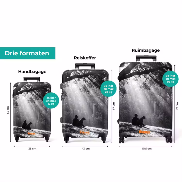 Koffer - Mens - Hond - Natuur - Zwart-wit - Silhouet — 8