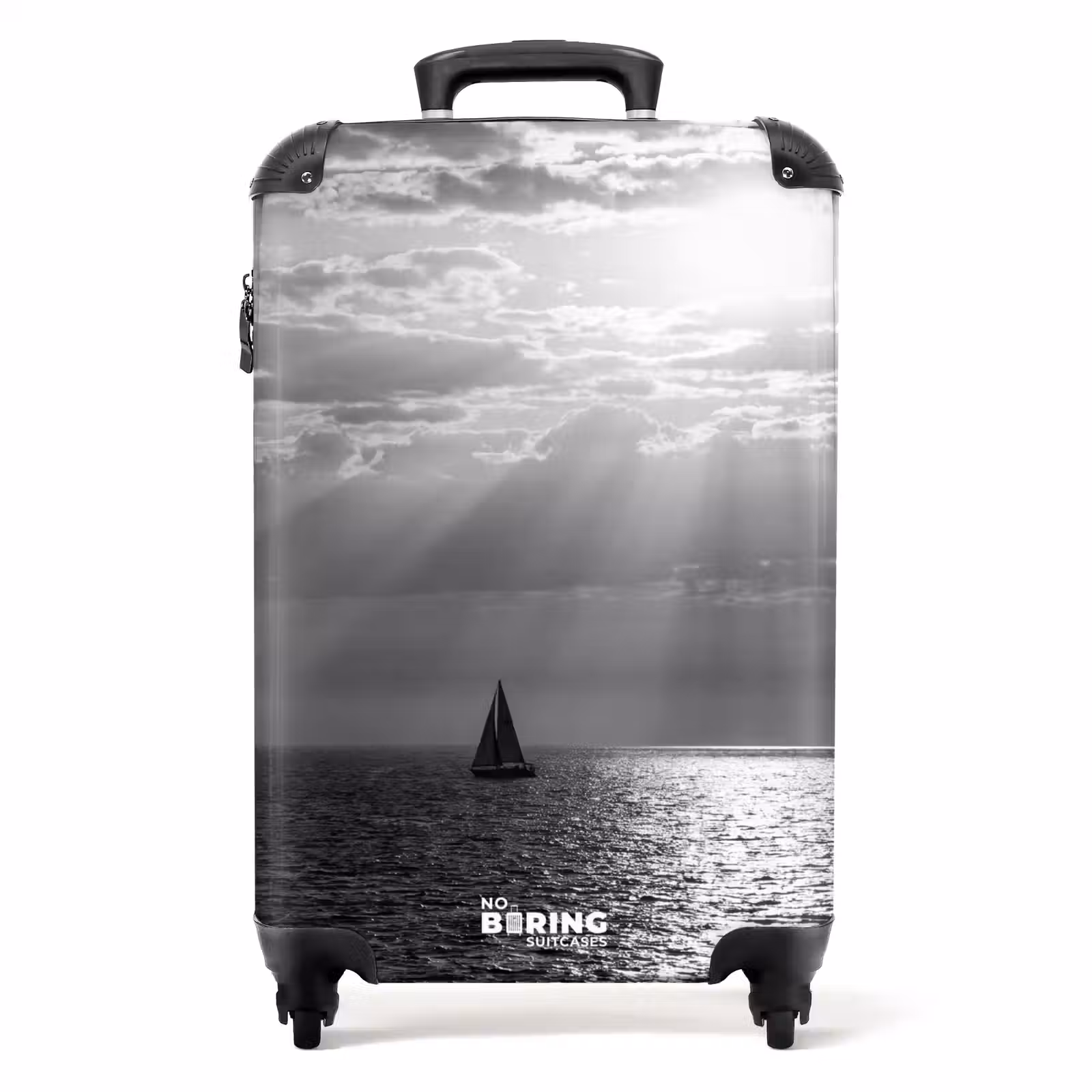 Koffer - Water - Boot - Lucht - Natuur - Zwart-wit — 1