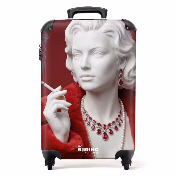 Koffer - Vrouw - Bontjas - Mode - Klassiek - Rood — 1