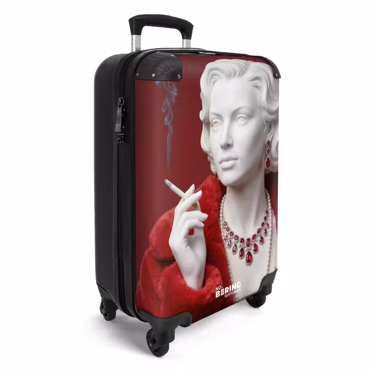 Koffer - Vrouw - Bontjas - Mode - Klassiek - Rood — 2