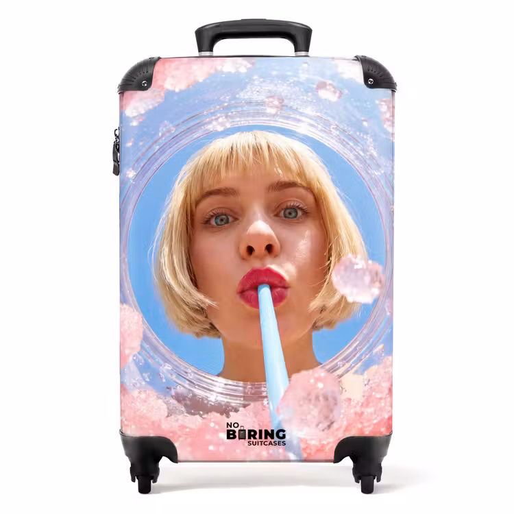 Koffer - Vrouw - Drank - Zomer - Roze - Blauw — 1