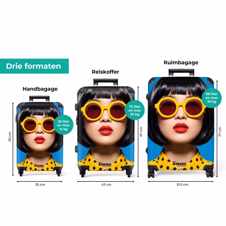 Koffer - Vrouw - Zonnebril - Pop Art - Portret - Geel — 8