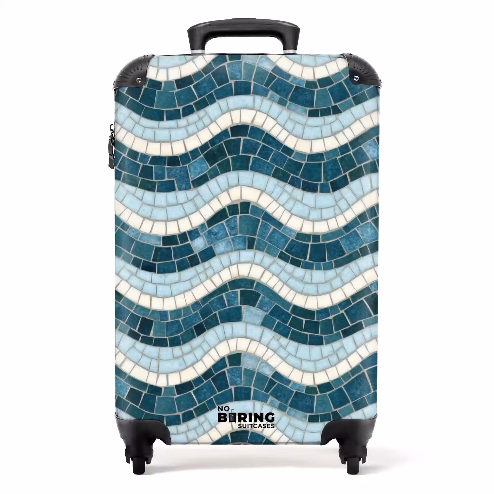 Koffer - Blauw - Wit - Mozaïek - Golvend — 1