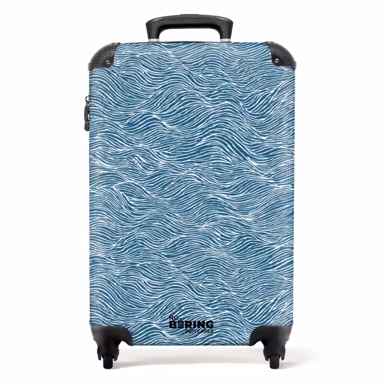 Koffer - Blauw - Wit - Golven - Getekend - Textuur — 1