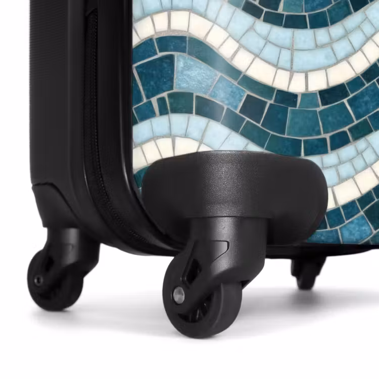 Koffer - Blauw - Wit - Mozaïek - Golvend — 6