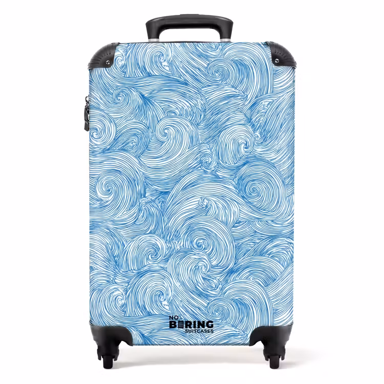Koffer - Blauw - Wit - Spiraal - Golven - Lijnen — 1