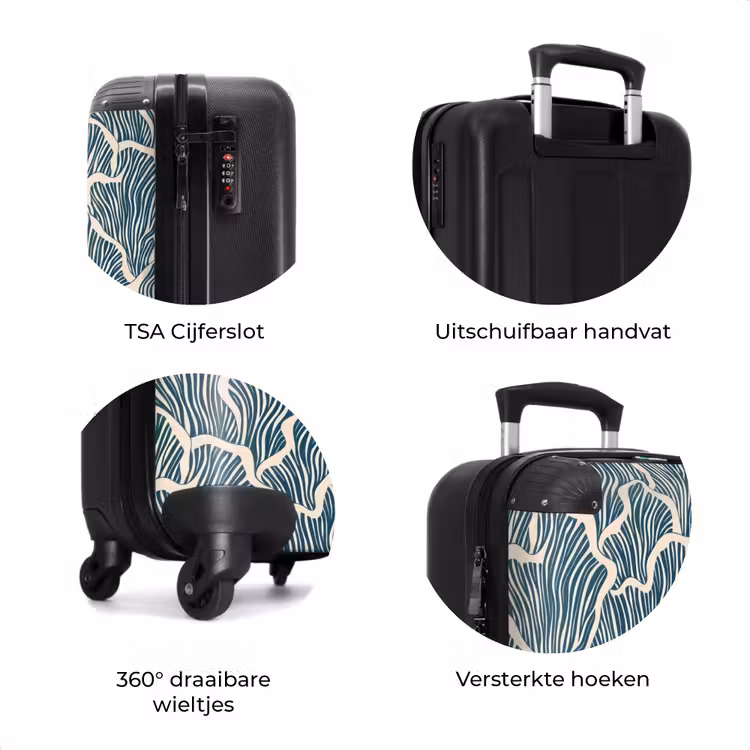 Koffer - Organisch - Blauw - Crème - Schelpen — 7