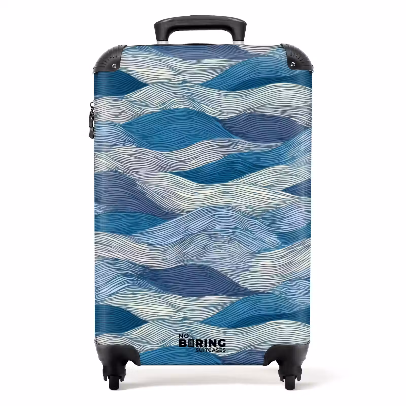 Koffer - Getekend - Blauw - Wit - Golvend - Streepjes — 1