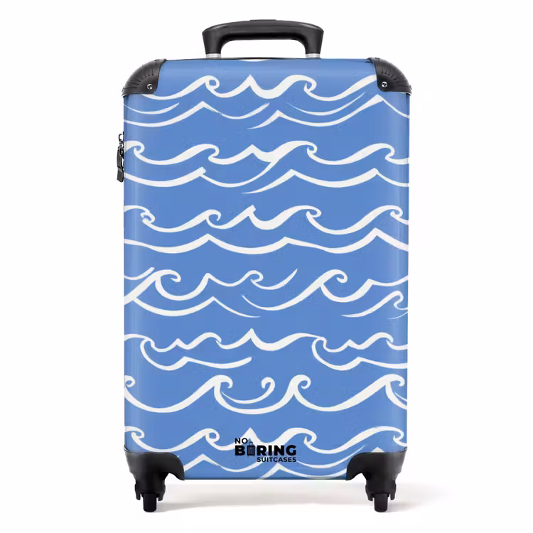 Koffer - Blauw - Wit - Simpel - Getekend - Golven — 1