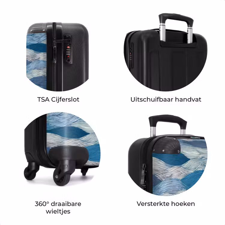 Koffer - Getekend - Blauw - Wit - Golvend - Streepjes — 7