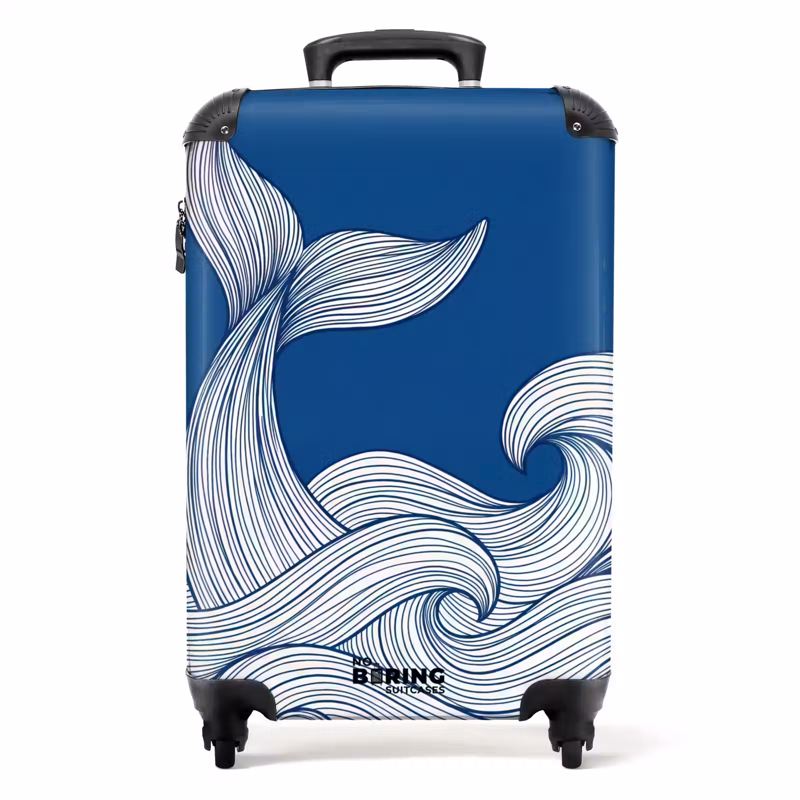Koffer - Walvis - Staart - Golven - Lijntekening - Blauw — 1