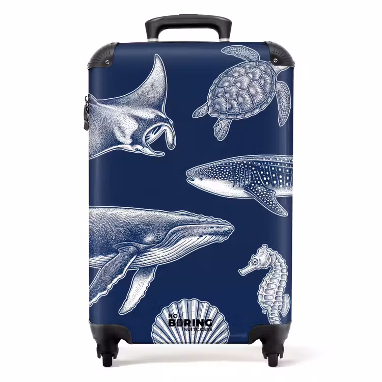 Koffer - Dieren - Zeeleven - Oceaan - Graveren - Blauw — 1