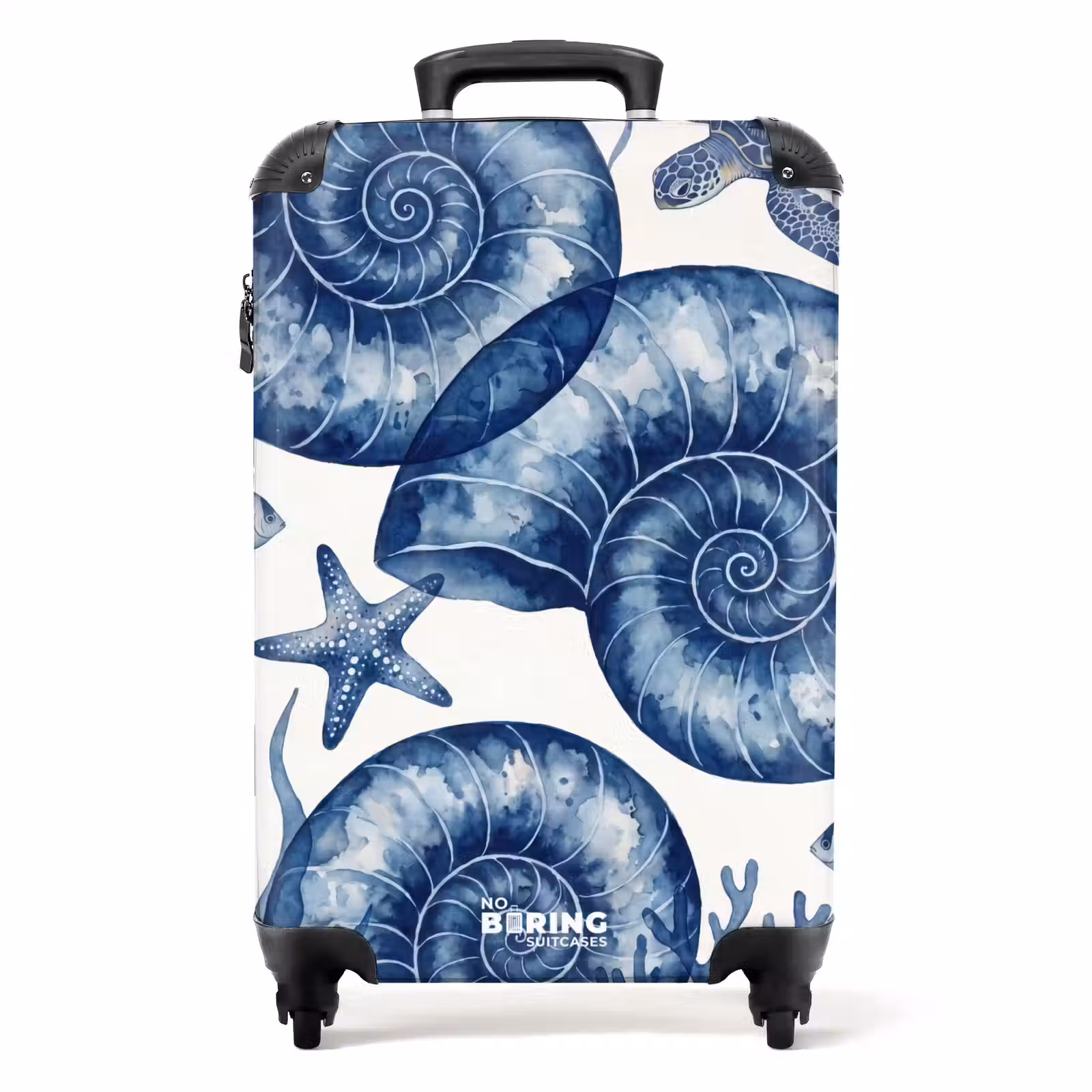 Koffer - Schelp - Spiraal - Zeeleven - Aquarel - Blauw — 1