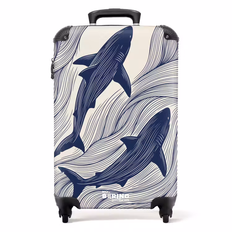 Koffer - Vis - Oceaan - Lijntekening - Blauw - Dieren — 1
