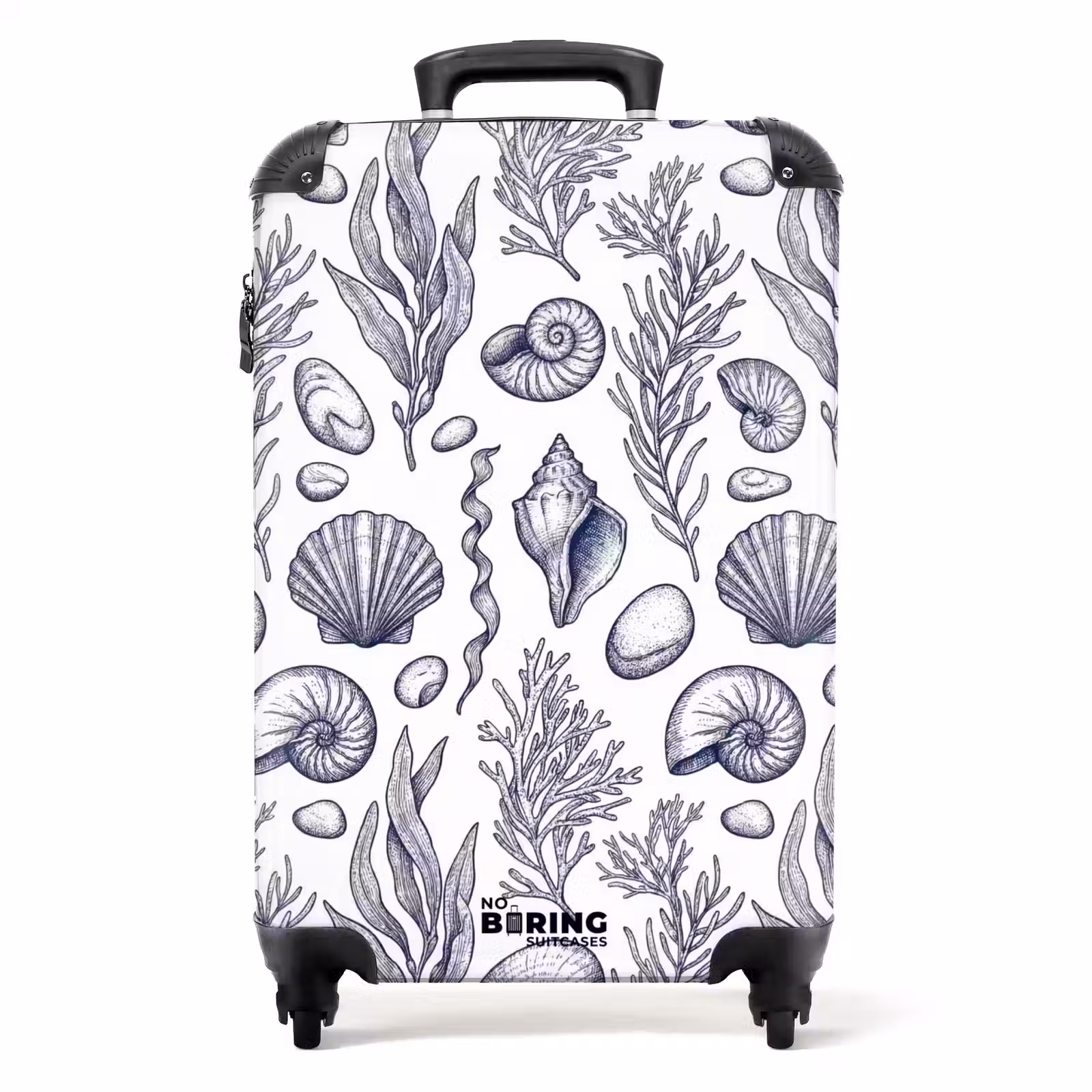Koffer - Schelpen - Zeewier - Oceaan - Illustratie - Blauw — 1
