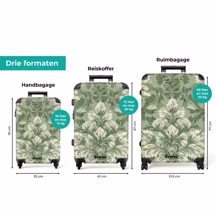 Koffer - Sierlijk - Lichtgroen - Planten - Patroon - Getailleerd — 8