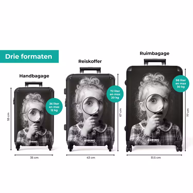 Koffer - Kind - Vergrootglas - Portret - Zwart-wit — 8
