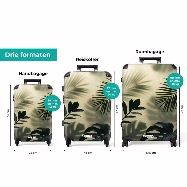 Koffer - Planten - Bladeren - Schaduwen - Groen - Modern — 8