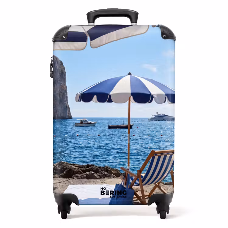 Koffer - Strand - Ligstoel - Parasol - Zomer - Blauw — 1