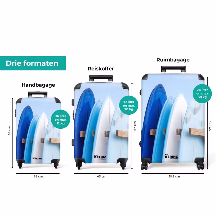 Koffer - Surfplank - Strand - Zomer - Blauw - Water — 8