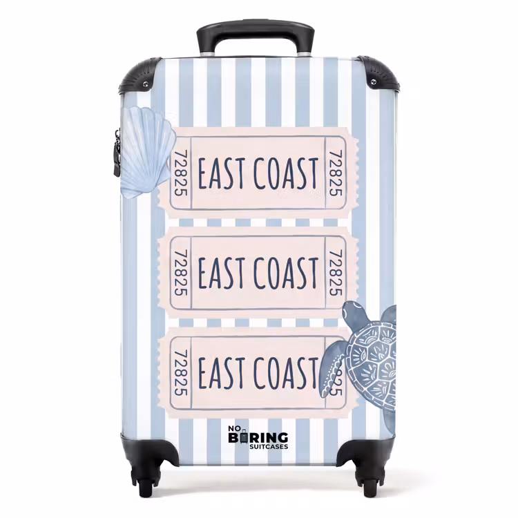 Koffer - Schelp - Oceaan - Kust - Blauw - Illustratie — 1