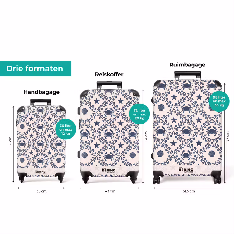 Koffer - Zee - Krab - Zeester - Patroon - Blauw — 8