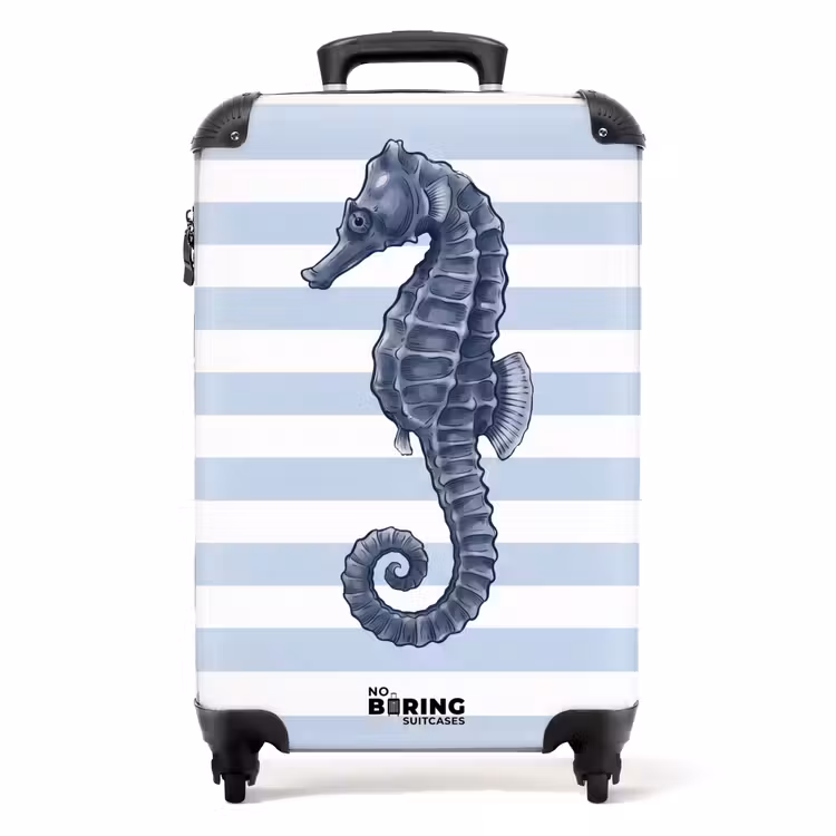 Koffer - Vis - Oceaan - Illustratie - Blauw - Strepen — 1