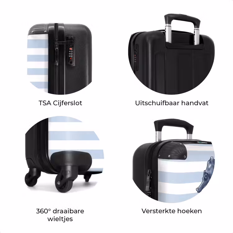 Koffer - Vis - Oceaan - Illustratie - Blauw - Strepen — 7