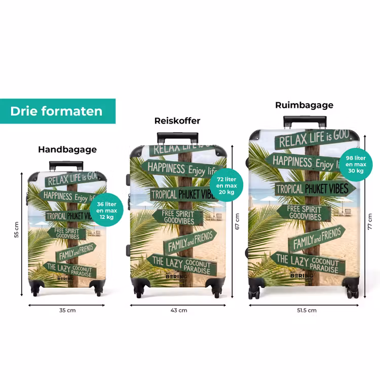 Koffer - Strand - Wegwijzer - Palmen - Tropisch - Groen — 8