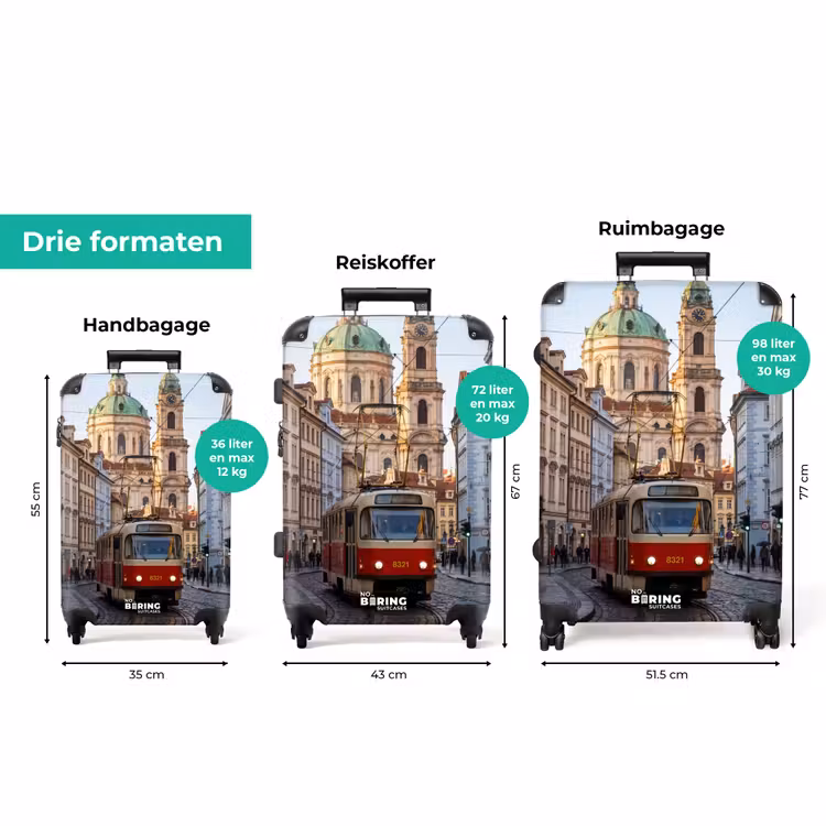 Koffer - Tram - Straat - Stadsgezicht - Klassiek - Rood — 8
